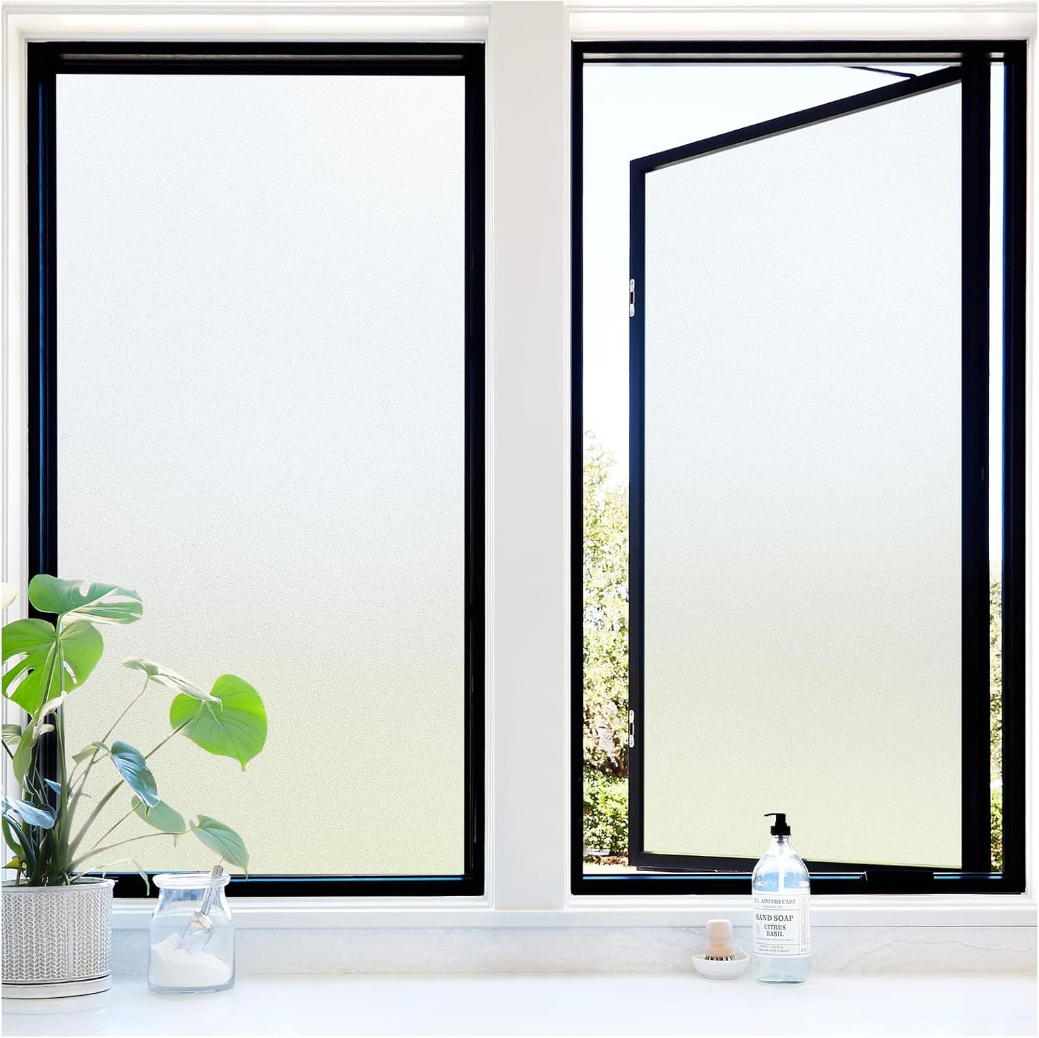 Frosted Glass Window Clings for Privacy and UV Protection