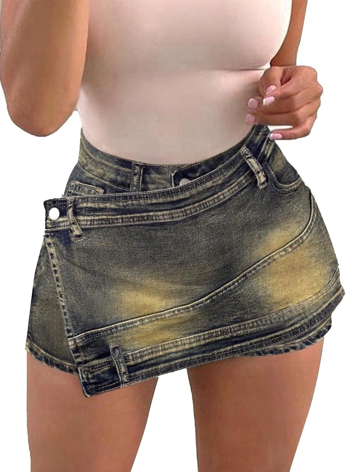 Denim Mini Skirt for Women - Sexy High Waisted Jean Skorts
