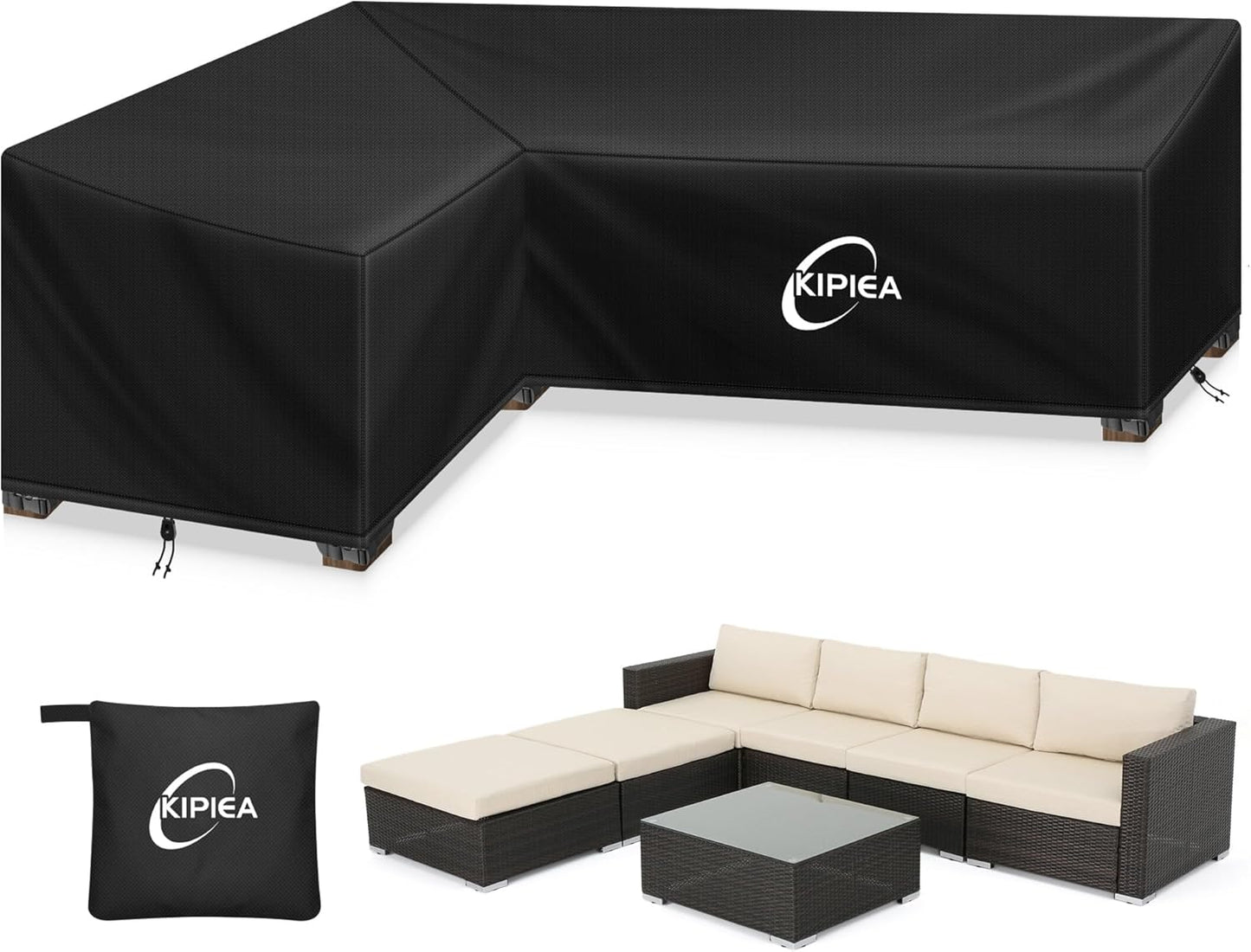 Kipiea Patio L-Shaped Sectional Sofa Cover for Ultimate Protection