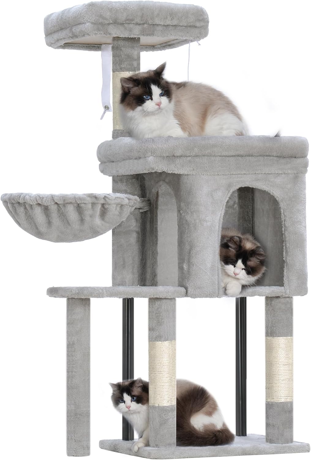 Hey-brother Cat Tree Tower with Cozy Condo and Hammock for Kittens