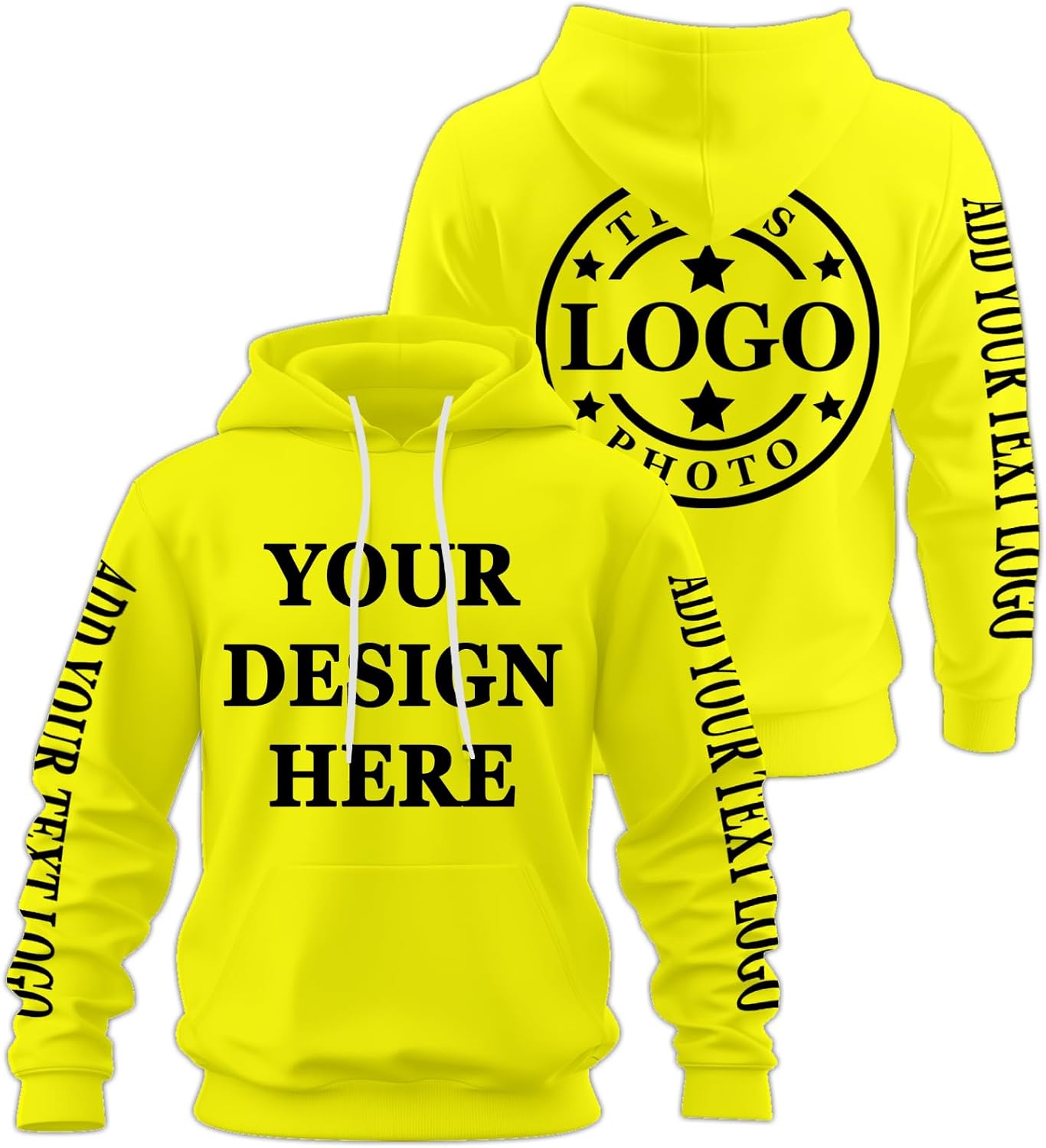 Personalized Men's Hoodie - Custom Logo & Text Design