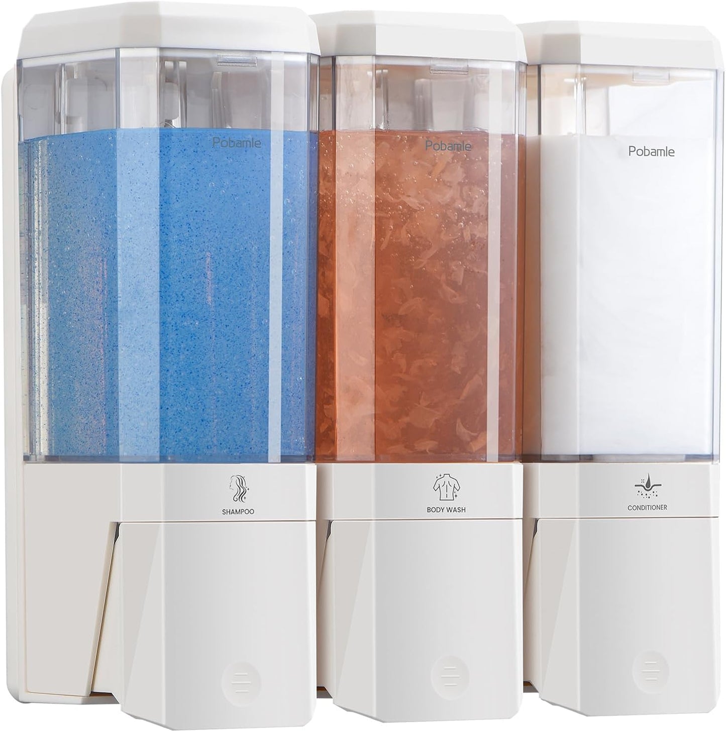 Convenient 3-Chamber Shower Dispenser - Easy Install, Large Capacity