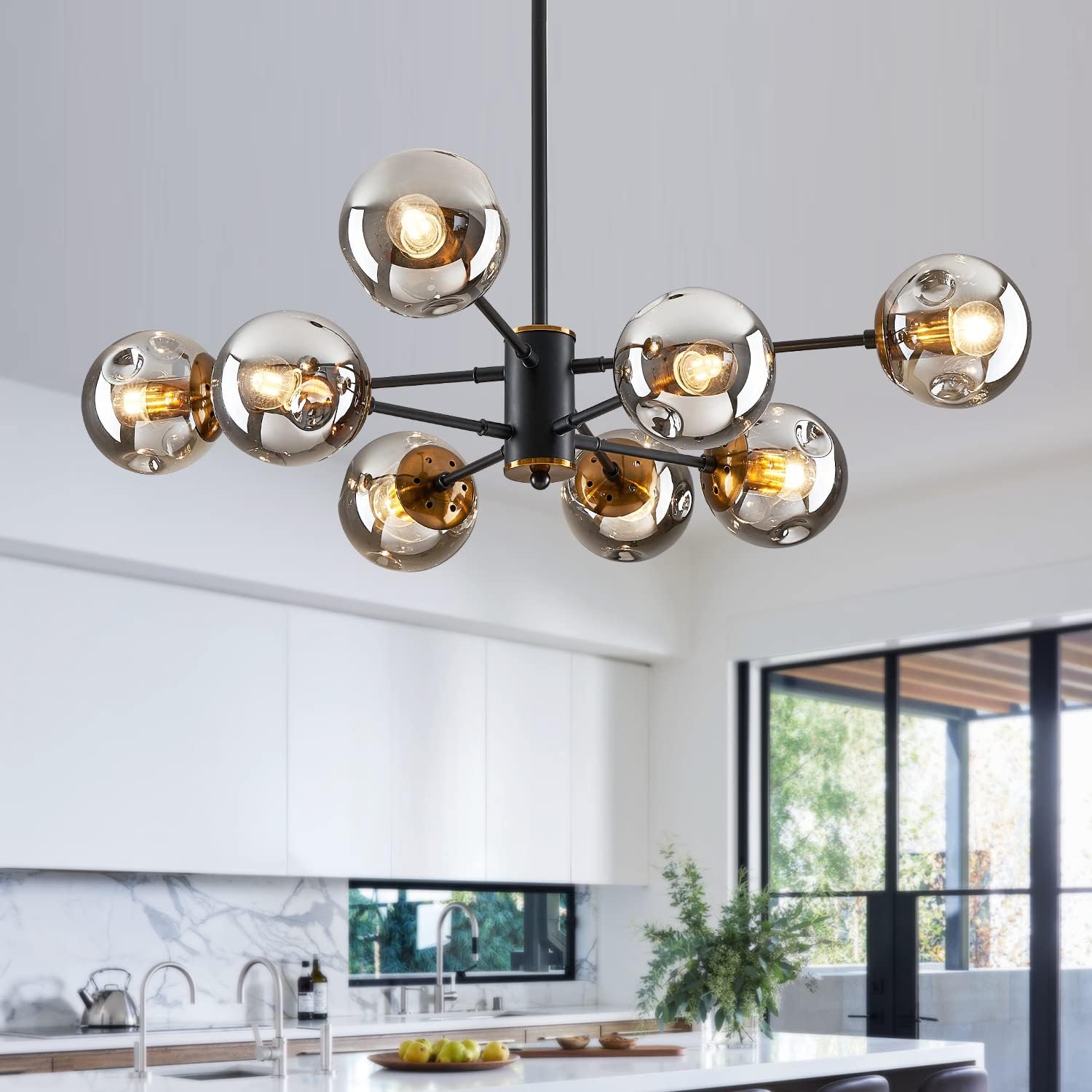 8-Light Sputnik Black Chandelier for Modern Home Decor