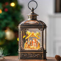 Christmas Snow Globe Swirling Glittering Nativity Scene with Music