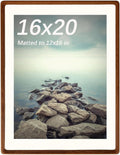 Solid Walnut 16x20 Picture Frame with Mat - Classic Natural Wood