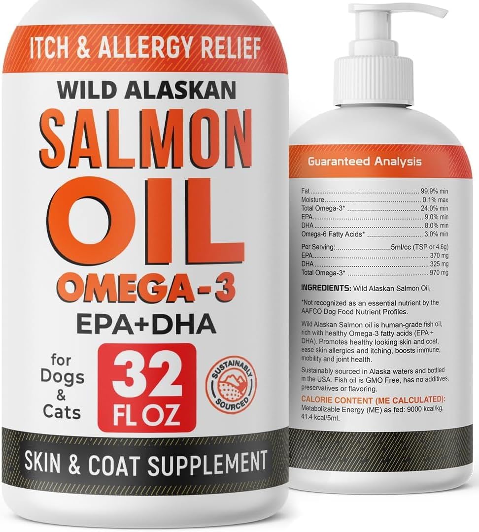 StrellaLab Salmon Oil for Dogs - Omega 3 Itch Relief & Shine