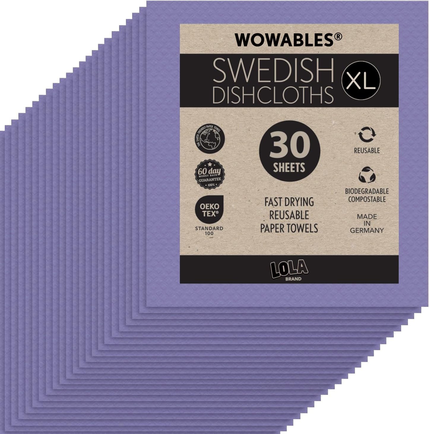 LOLA Wowables XL Swedish Dishcloths - Eco-Friendly Cleaning Cloths