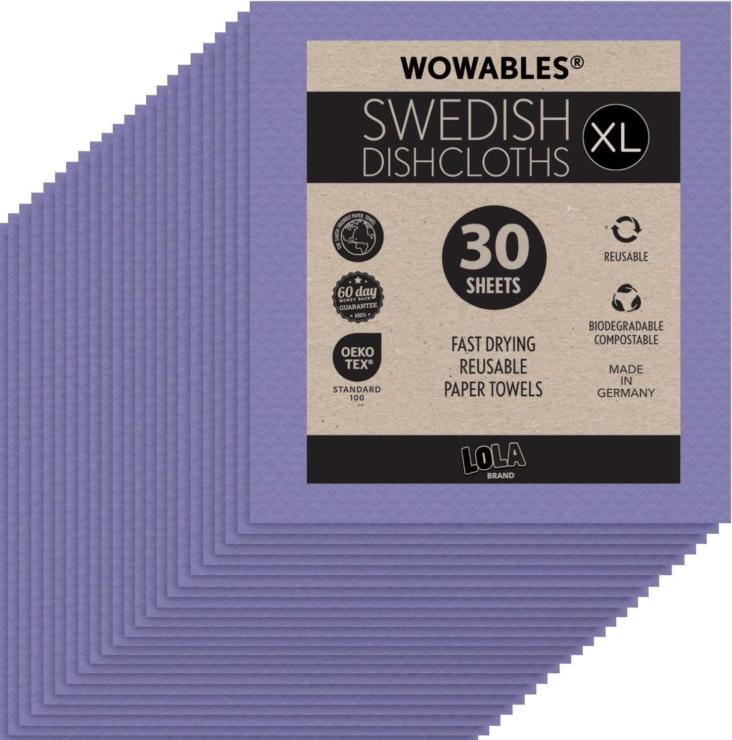 LOLA Wowables XL Swedish Dishcloths - Eco-Friendly Cleaning Cloths