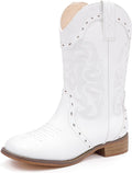 Kids Cowgirl Boots for Girls Sparkle Zipper Mid Calf Low Heel - True