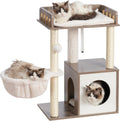 Modern Cat Tree Wooden Tower with Scratching Posts - Stylish Condo
