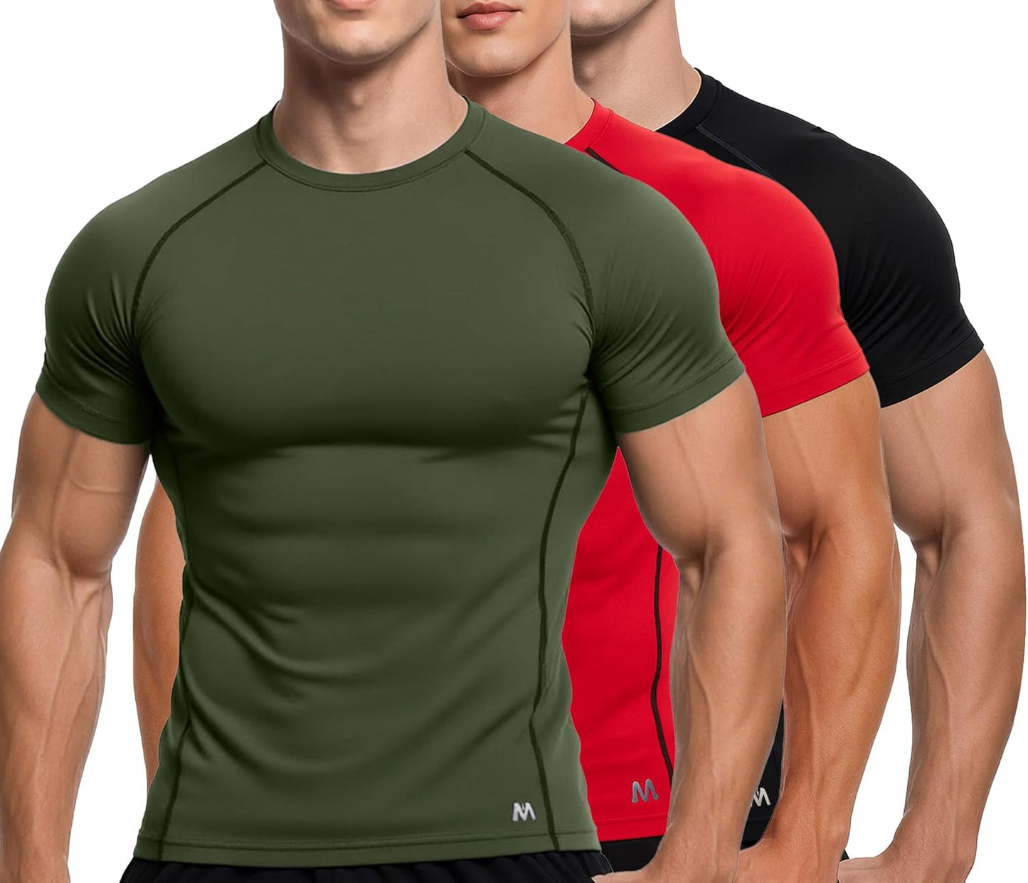 MagnaMan Men's Compression Shirts - Moisture-Wicking 3-Pack