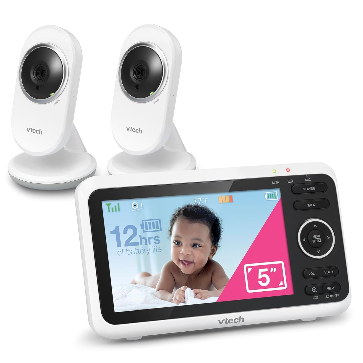 VTech VM350-2 Baby Monitor with 5in Screen and 2 Cameras