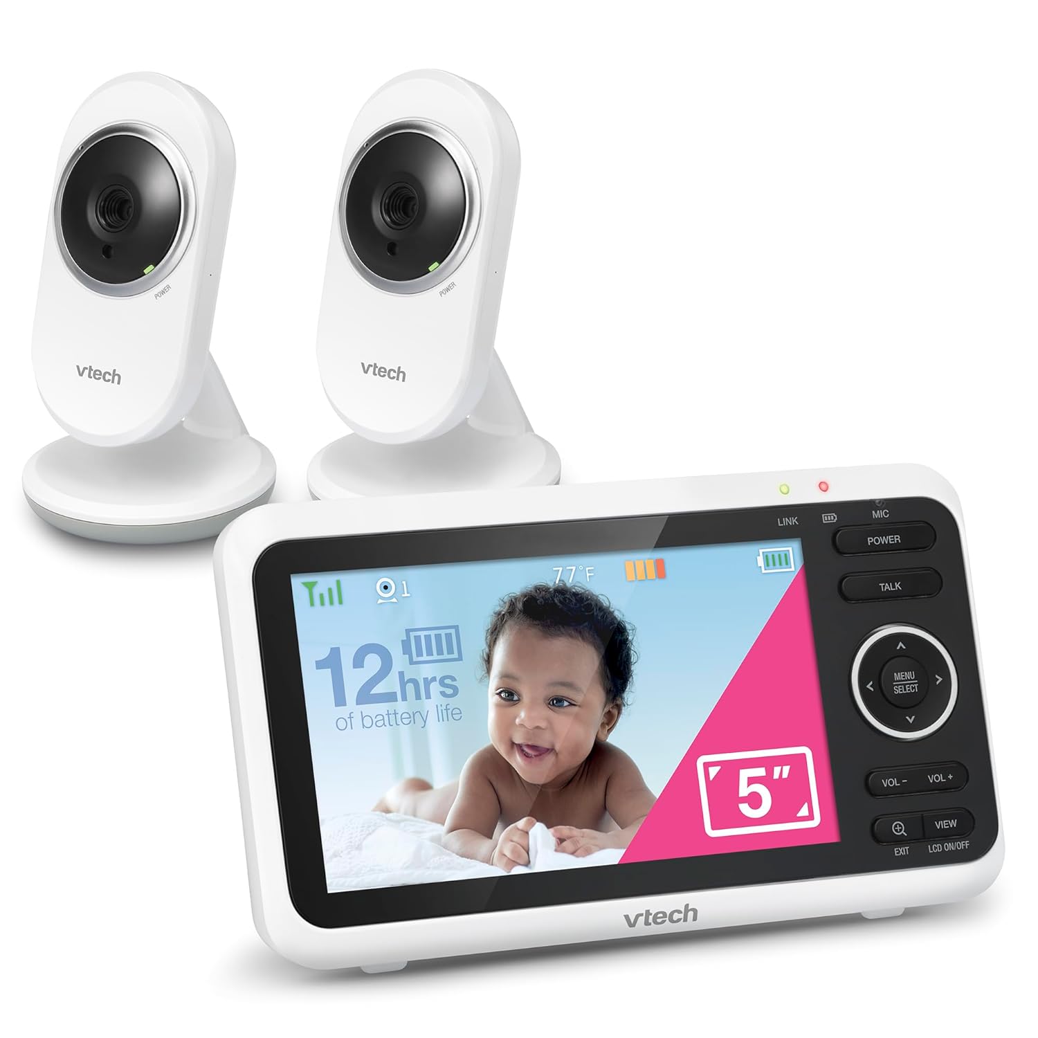 VTech VM350-2 Baby Monitor with 5in Screen and 2 Cameras