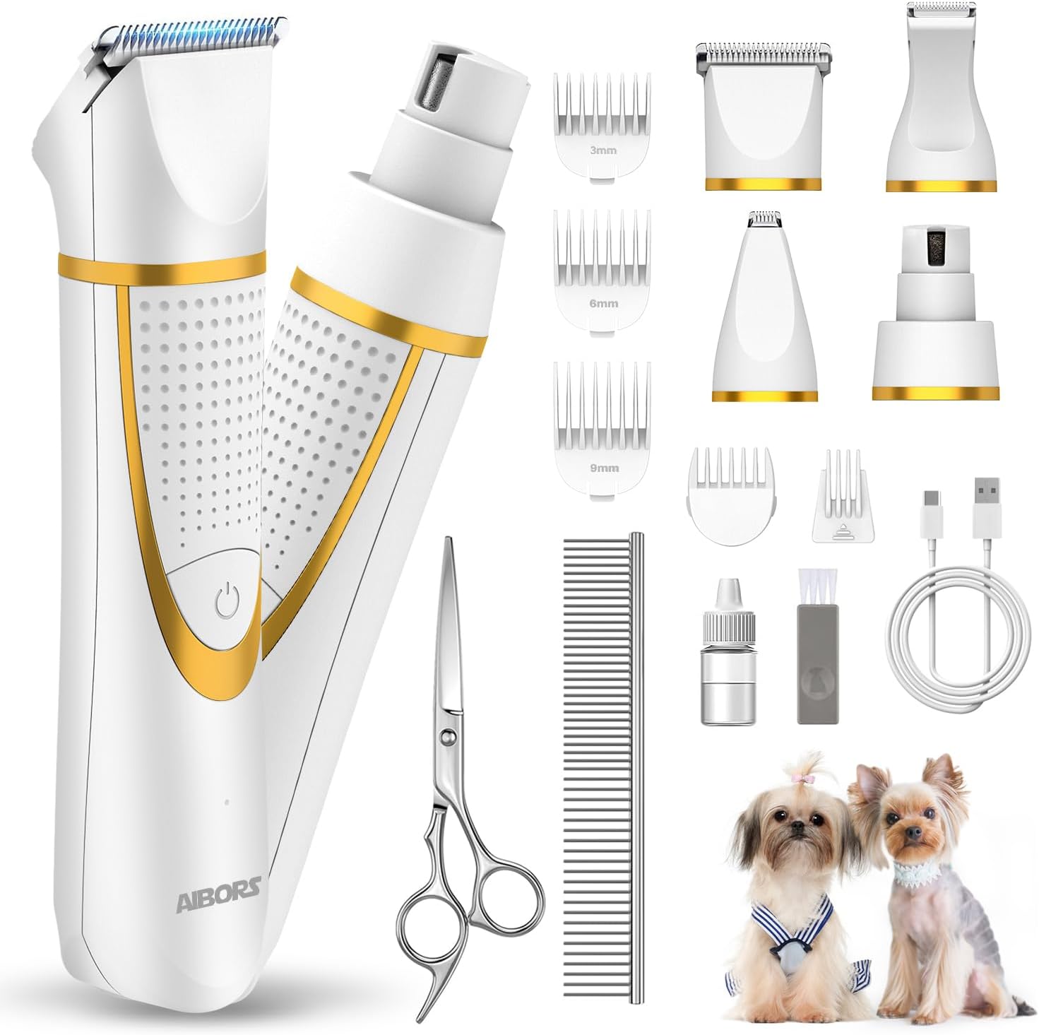 AIBORS 4-in-1 Dog Grooming Kit - Whisper-Quiet Paw Care!