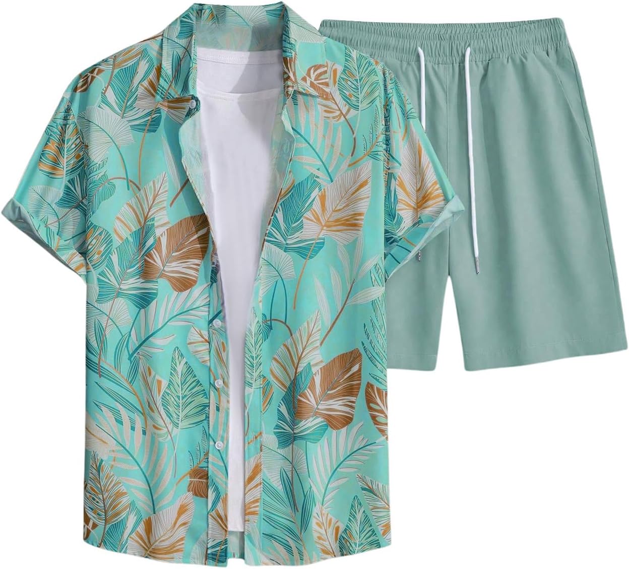 COZYEASE Men's Hawaiian Outfits Set for Beach and Casual Wear