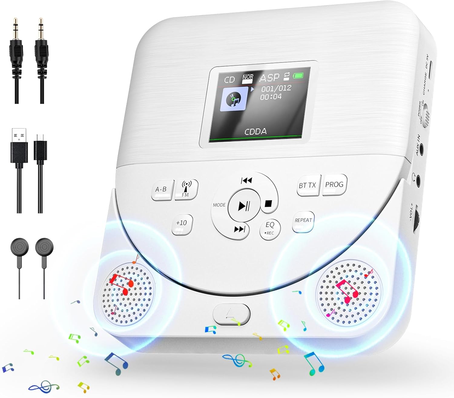 Erasiny Portable Bluetooth CD Player - Vibrant TFT Screen