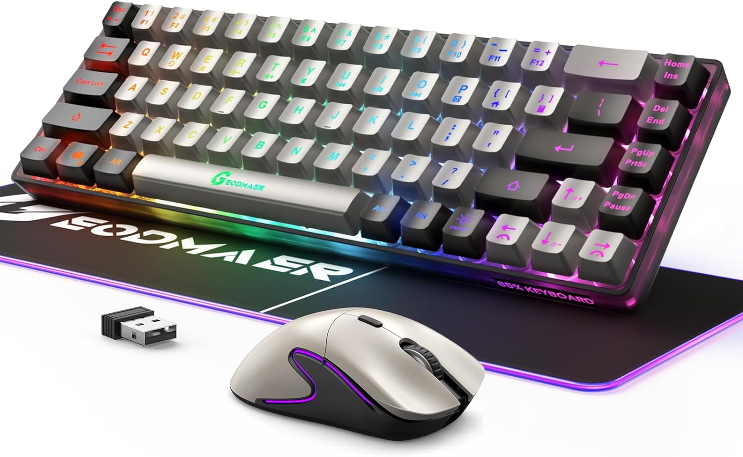 GEODMAER Wireless Gaming Set: Compact, Backlit, RGB - Ultimate Gaming Experience