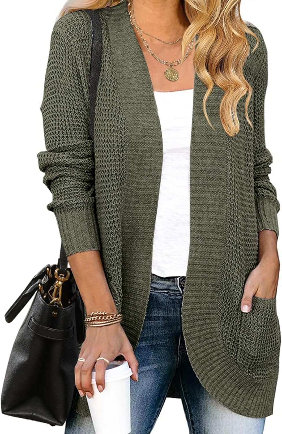 MEROKEETY Womens Long Sleeve Open Front Cardigans for Fall