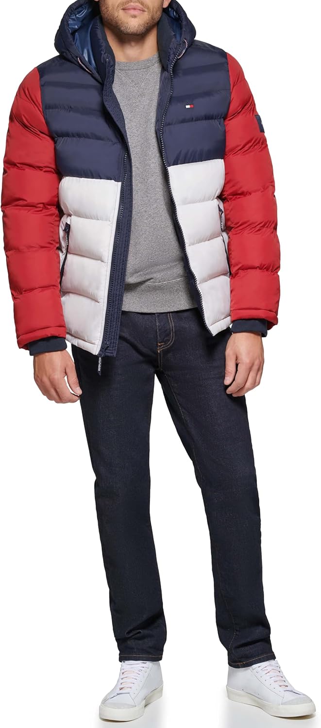 Tommy Hilfiger Men's Hooded Puffer Jacket for Cold Weather