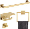 Brushed Gold Bathroom Towel Bar Holder Set - 4-Piece Stainless Steel