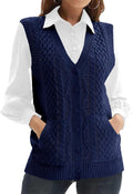 WomensKnit Sweater Vest V Neck Sleeveless Cardigan (Style H3ST)