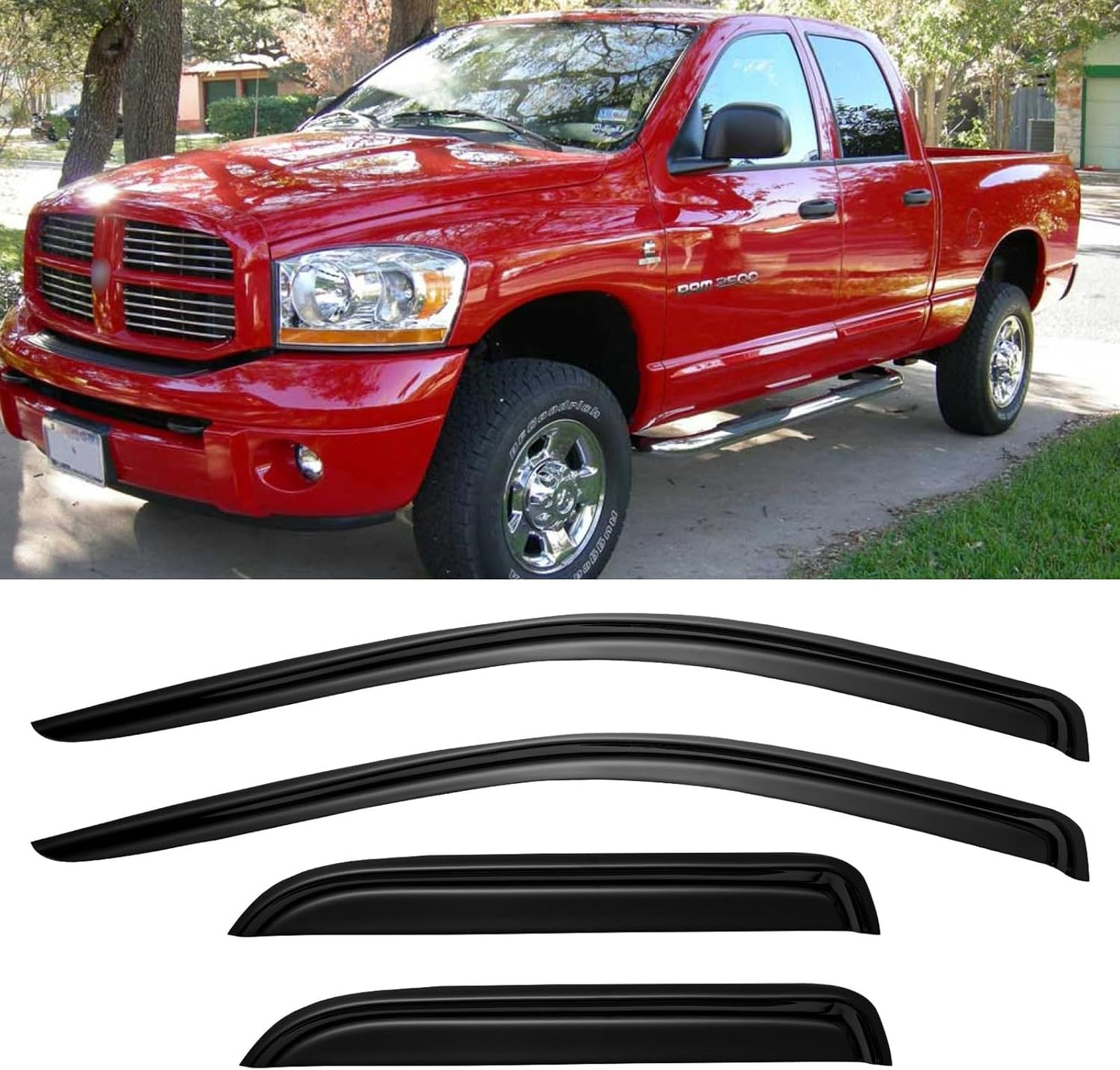 Window Rain Guards for Dodge Ram 1500 2500 3500 Quad Cab