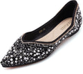 Women's Rhinestone Pointed Toe Pearl Diamond Flats - Dressy Comfort be