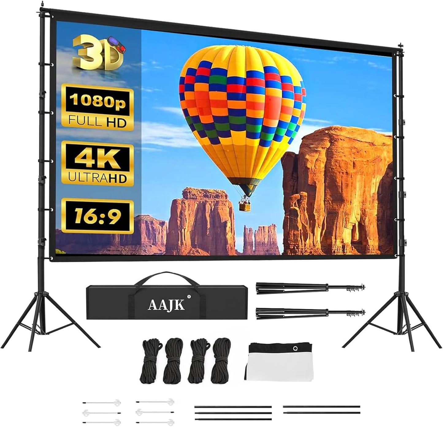 AAJK 150in Projector Screen with Stand for Home Theater Use
