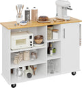 47W Kitchen Storage Island Cart with Open Shelves and Cabinet
