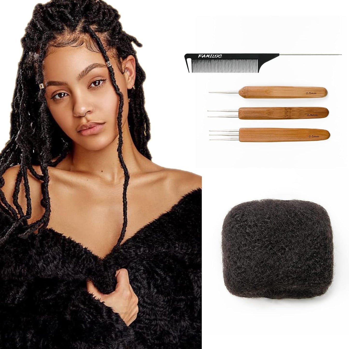 Afro Kinky Bulk Human Hair for Dreadlock Extensions 16 Inch