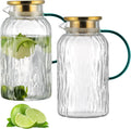 Glass Pitcher 2 Pack 68 oz Clear Borosilicate Carafe - Heat Resistant