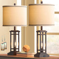 27.5in Tall Farmhouse Table Lamps with USB Charging Ports Set
