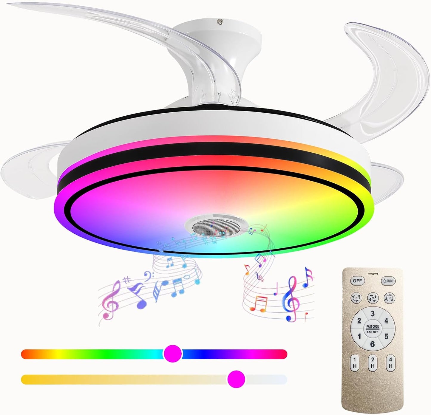 Bluetooth Speaker Ceiling Fan - App Controlled RGB Lights