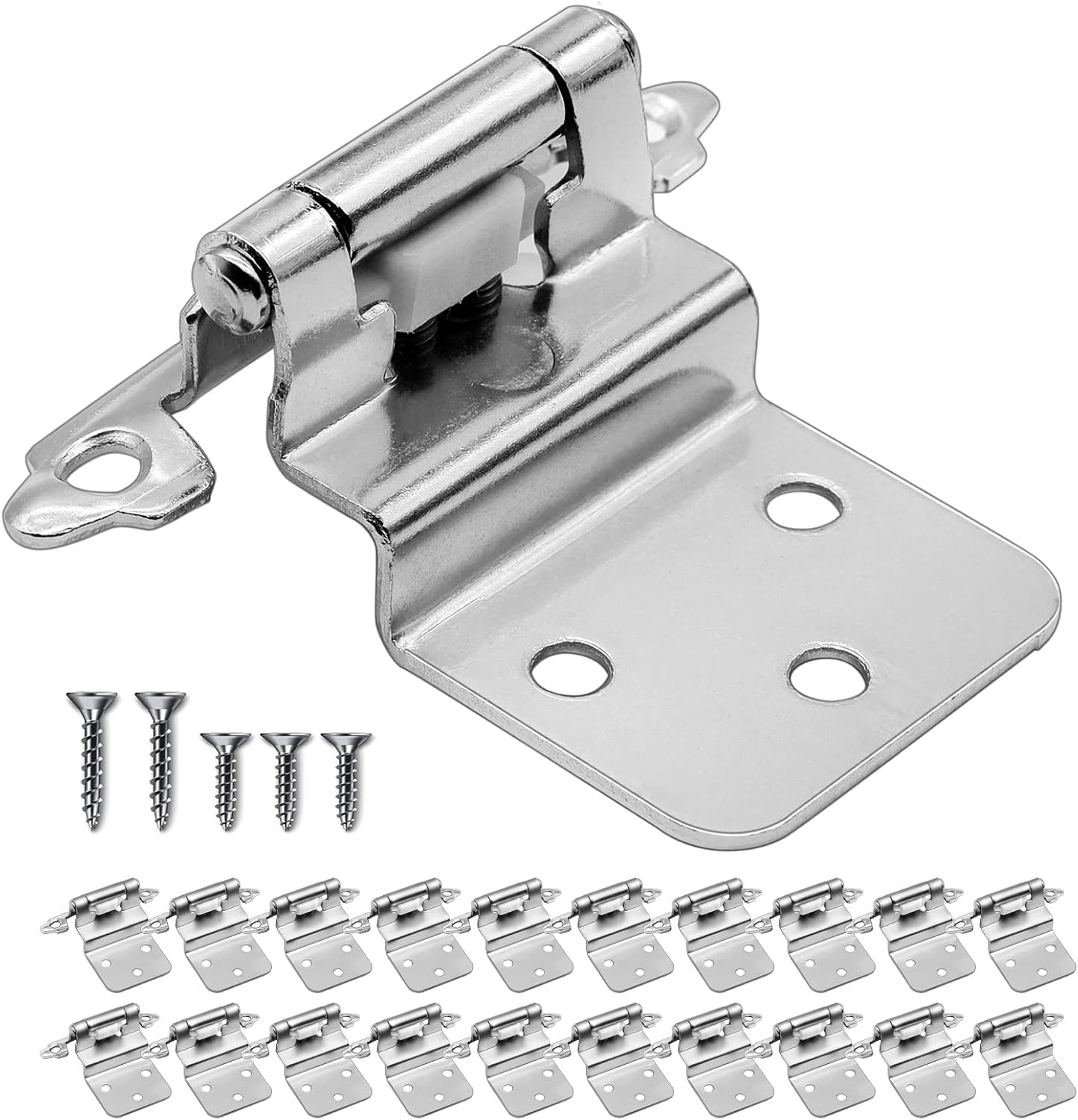 3/8 Inset Cabinet Door Hinges - Self Closing Satin Nickel Pack