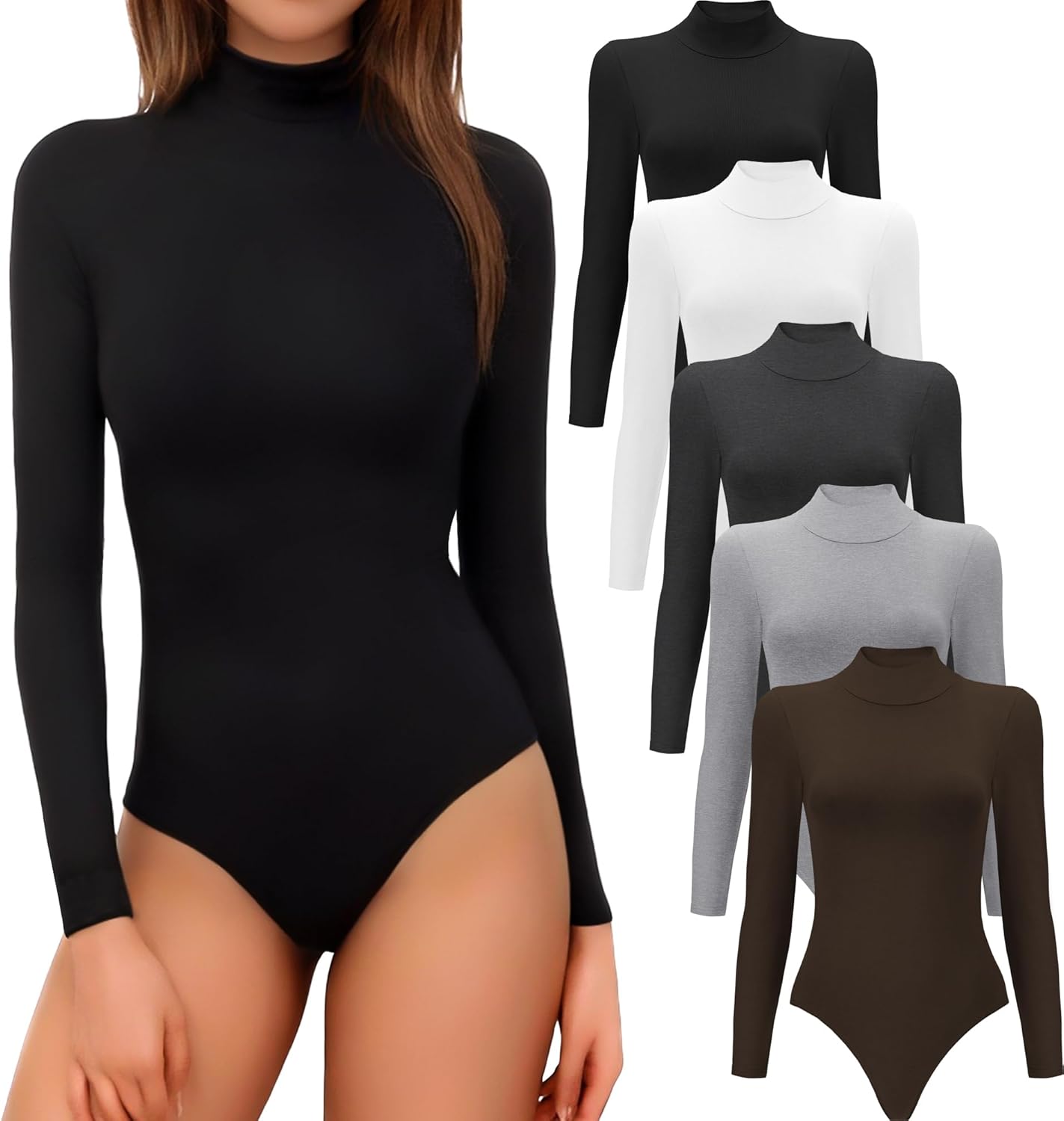 MLYENX Long Sleeve Bodysuits for Women - Casual Stretchy Tops