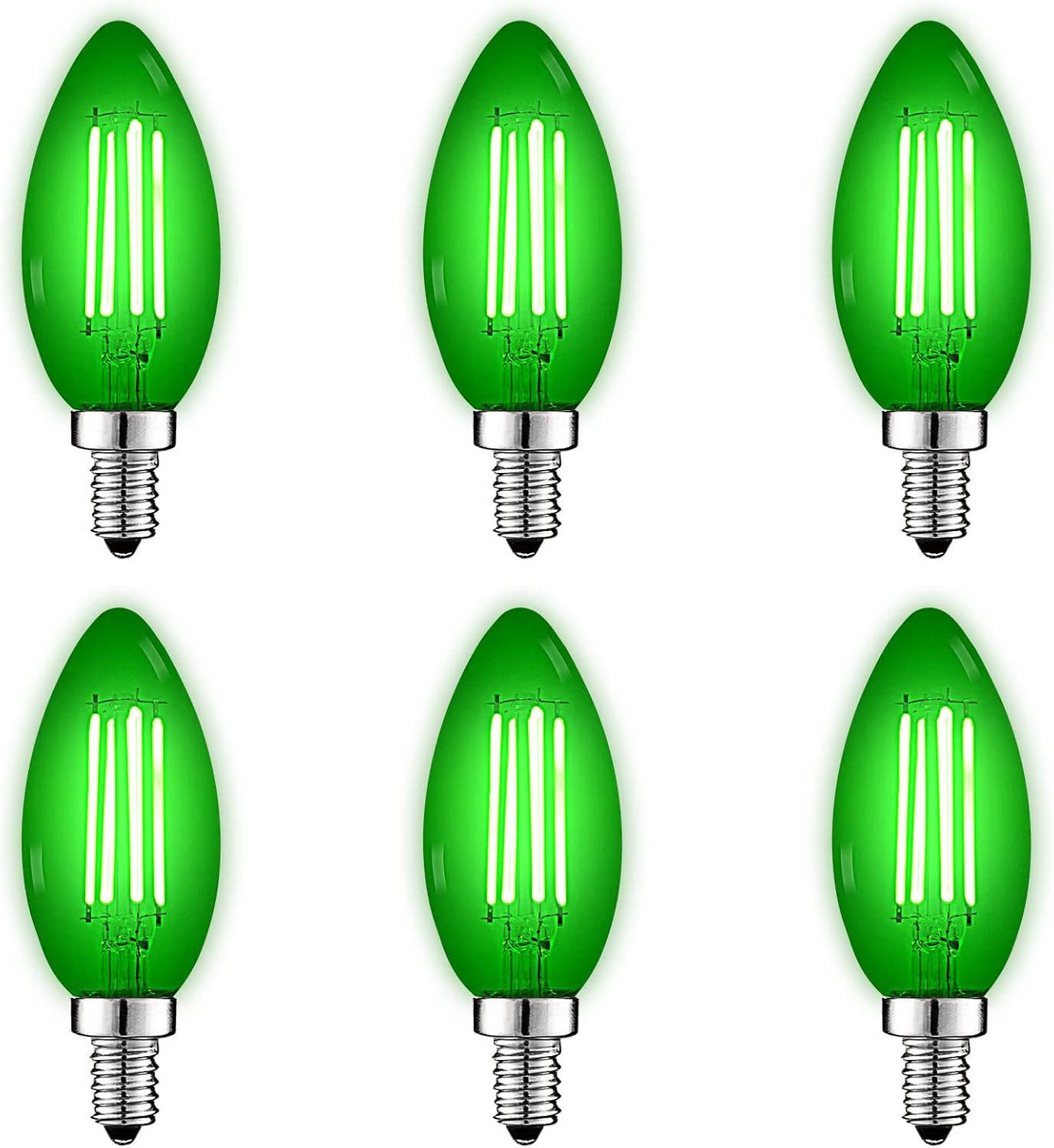 LUXRITE E12 LED Filament Green Light Bulb for Events & Decor