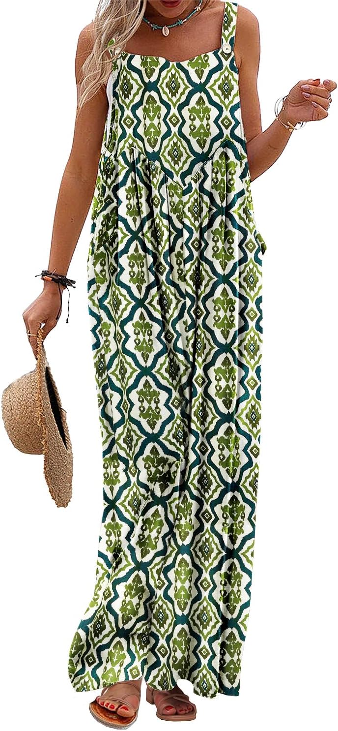 YESNO Women's Summer Casual Overalls Boho Floral Jumpsuits