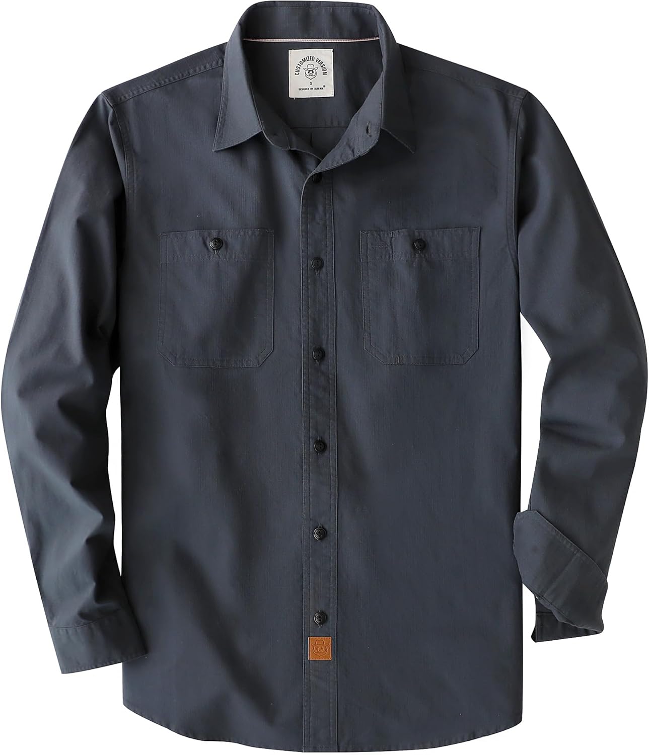 Dubinik Chambray Shirt Men Long Sleeve Cotton Work Shirts