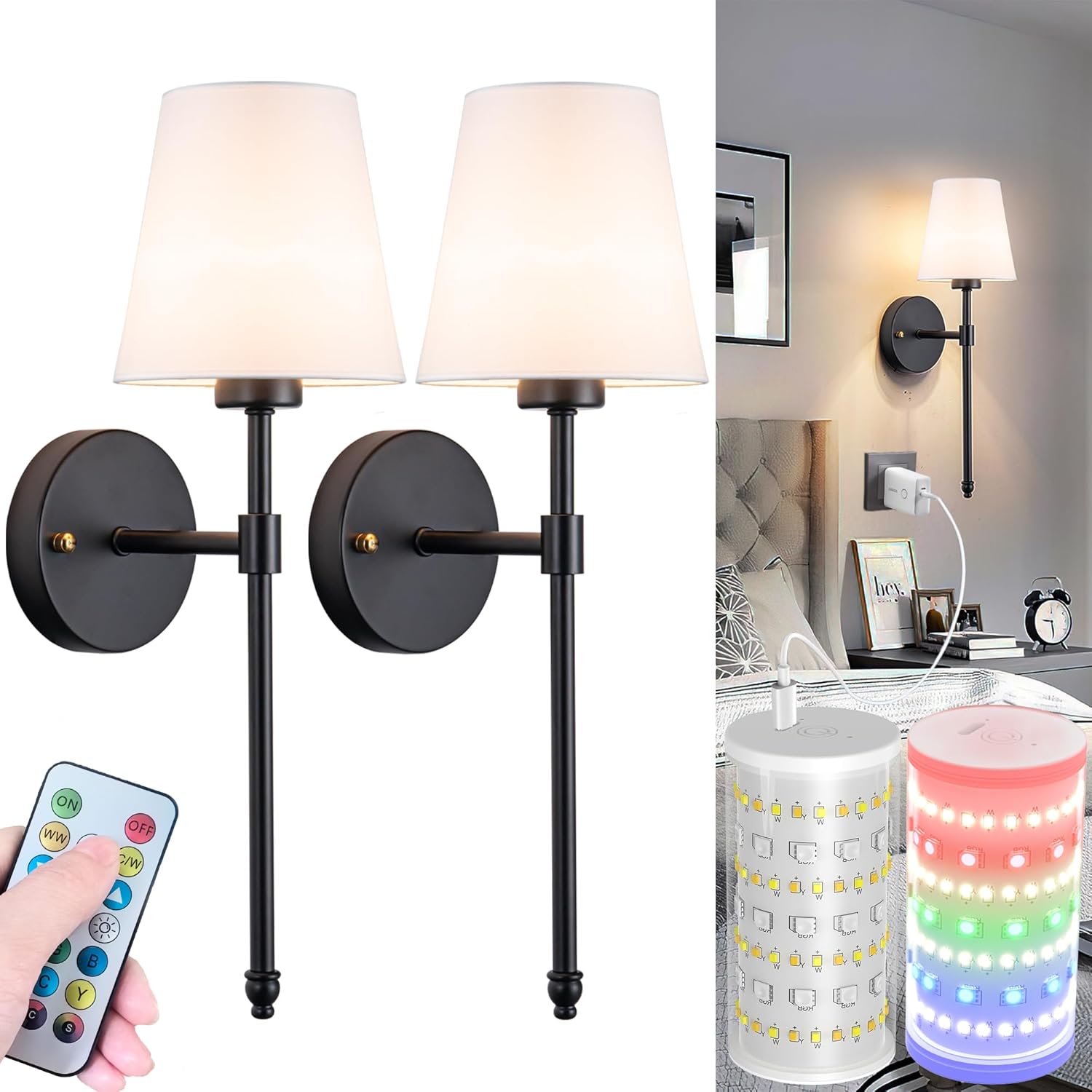 Battery Operated Wall Sconces Set Of 2 For Easy Installation