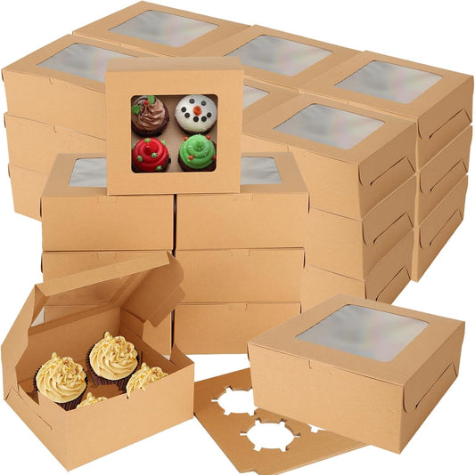 100 PCS Cupcake Boxes with Window for Treats and Desserts