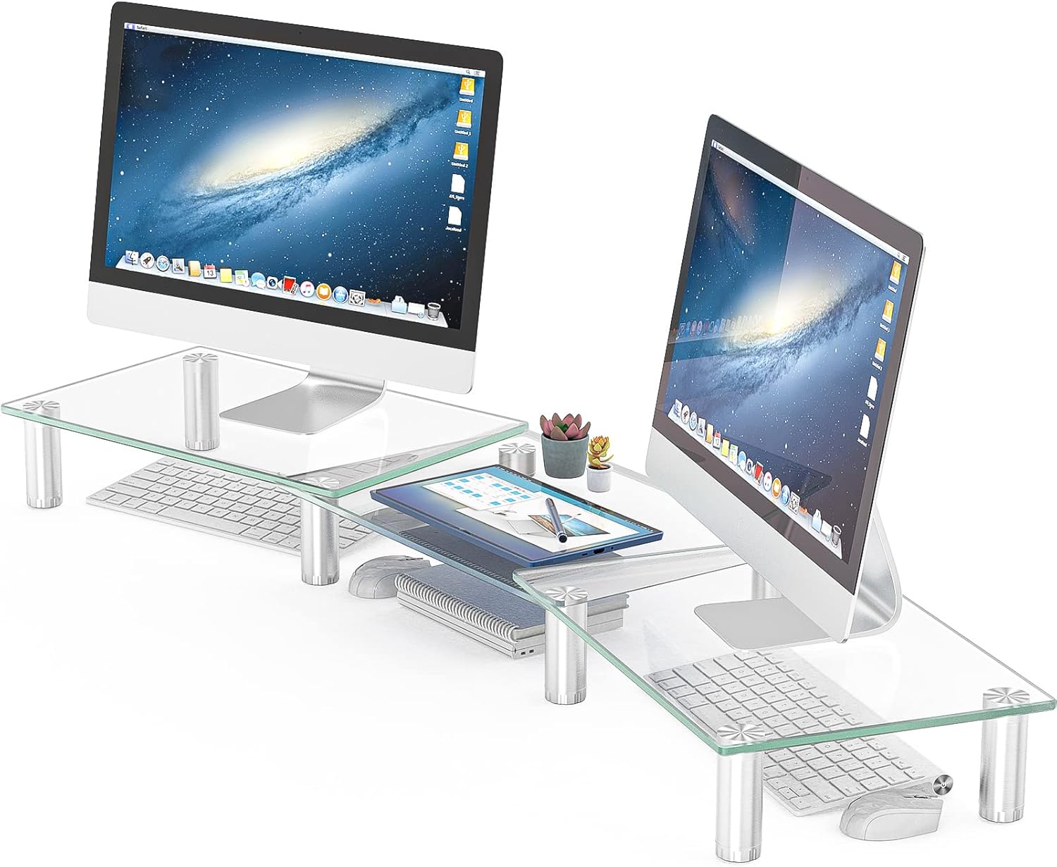 Adjustable Dual Monitor Riser - Organize Your Workspace