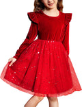 Girls' Velvet Tulle Long Sleeve Tutu Dresses for Toddlers