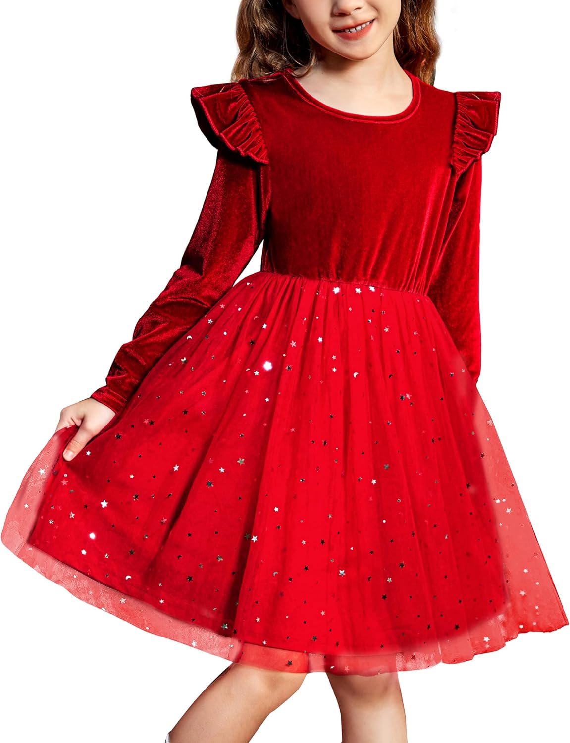 Toddler Tutu Dresses for Girls - Velvet Tulle Long Sleeve Style
