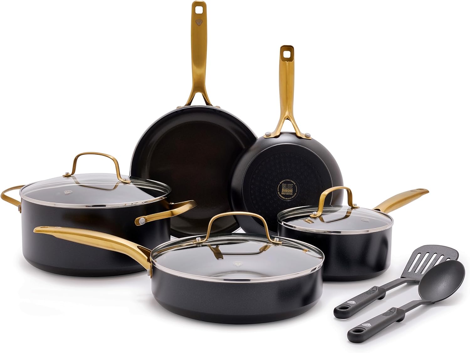 Blue Diamond Gold 10 Piece Cookware Set for Versatile Cooking
