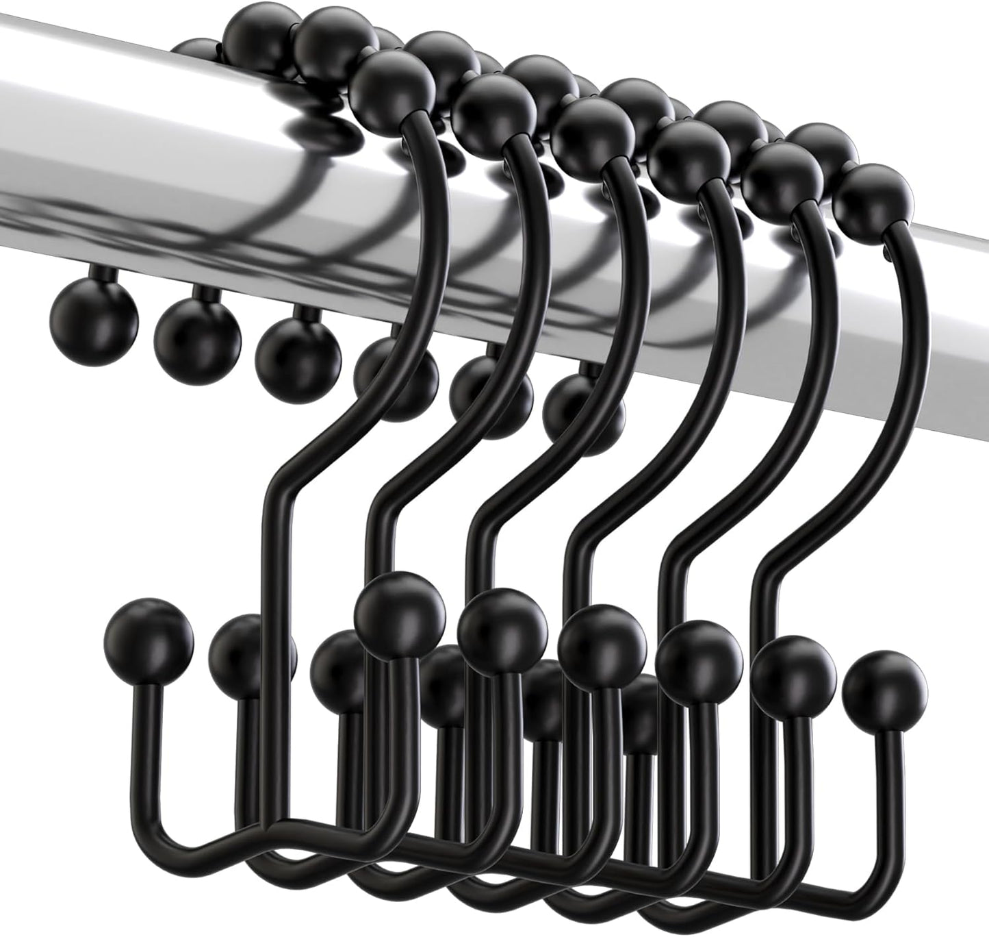 Titanker Metal Double Glide Shower Hooks - Rust-Resistant