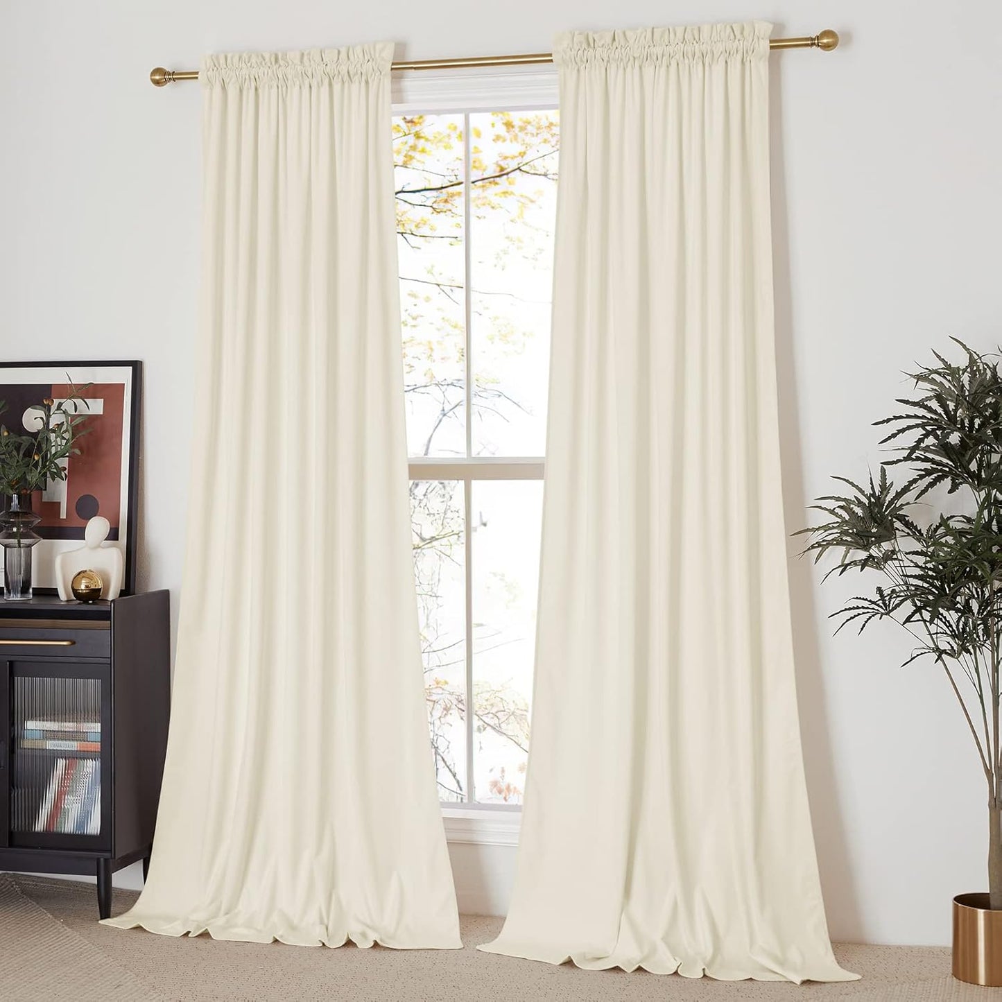 NICETOWN Ivory White Velvet Curtains for Luxury Living