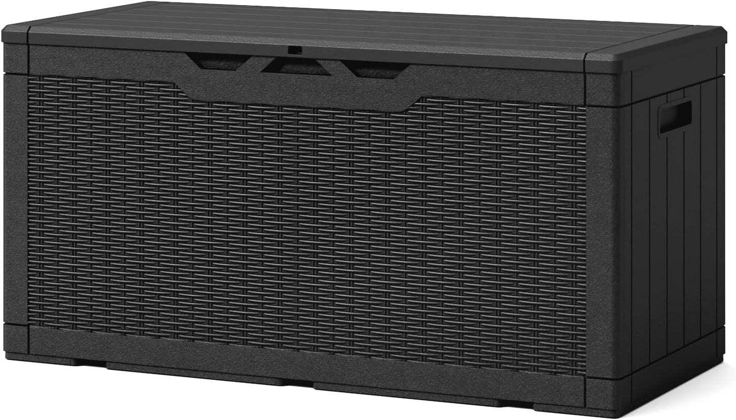 100 Gallon Resin Deck Box for Outdoor Storage and Seating