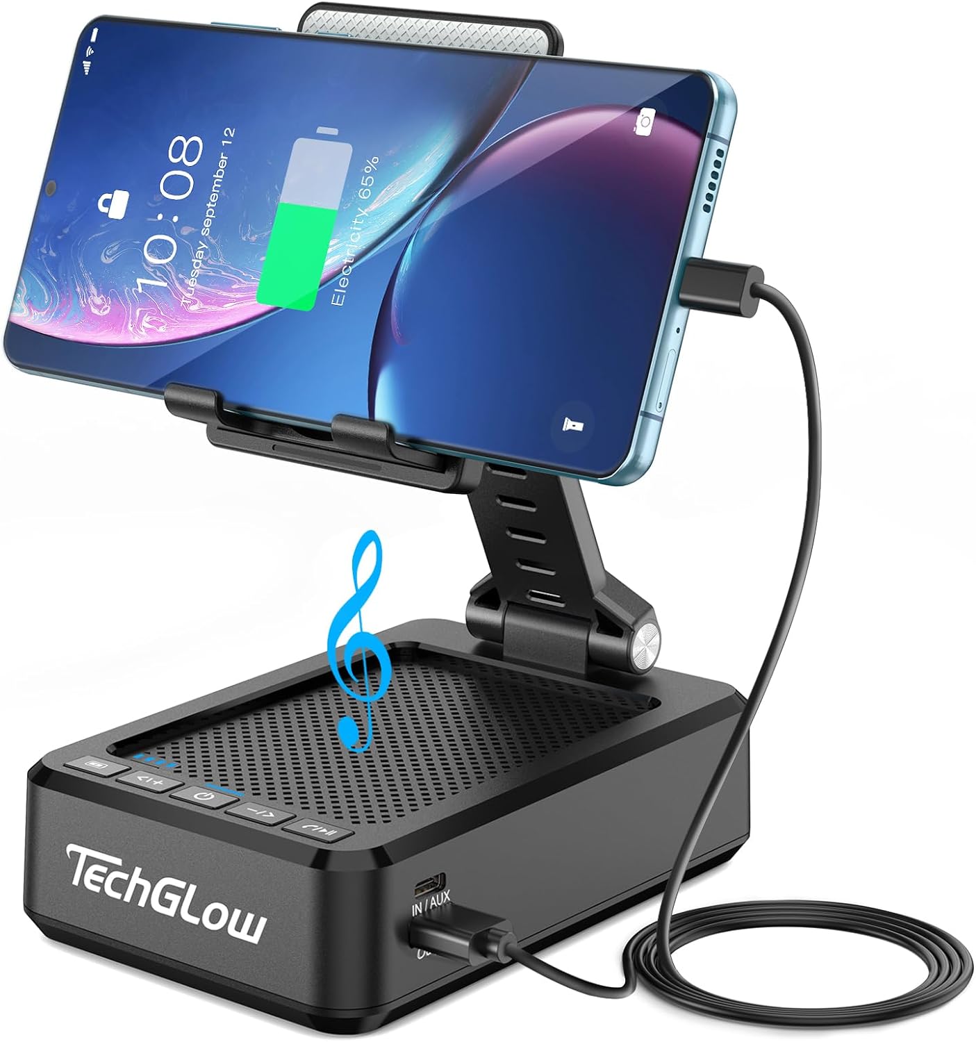 3-in-1 TechGlow Stand: Speaker & Power Bank