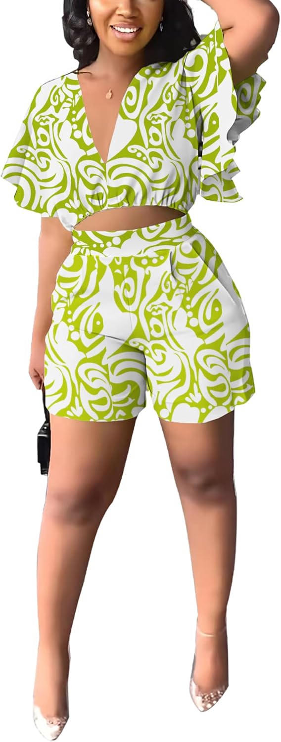 Fooullaide Womens Summer 2 Piece Outfit Set for Beach Vacations