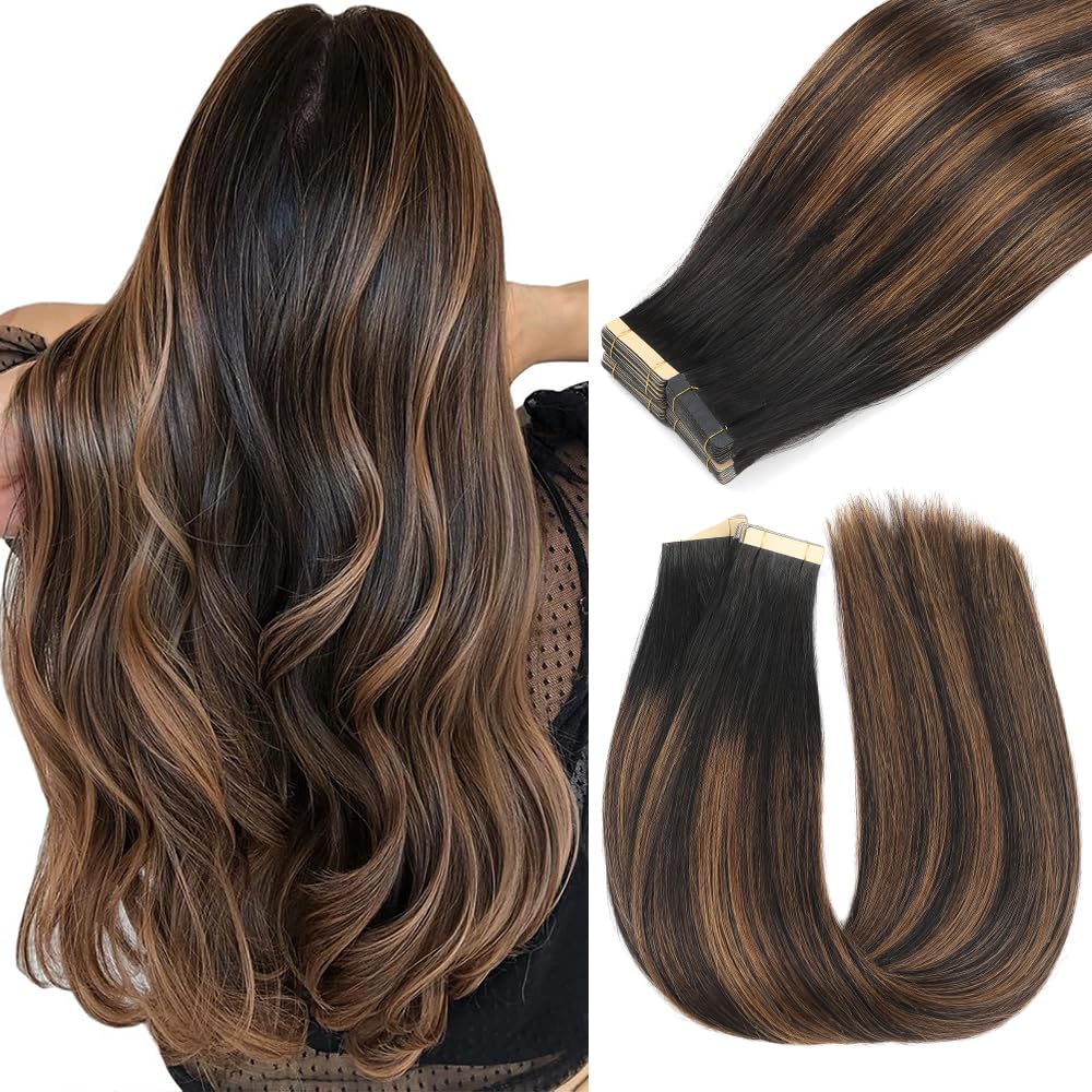 YDDM Tape in Hair Extensions for Natural Black to Chestnut Brown